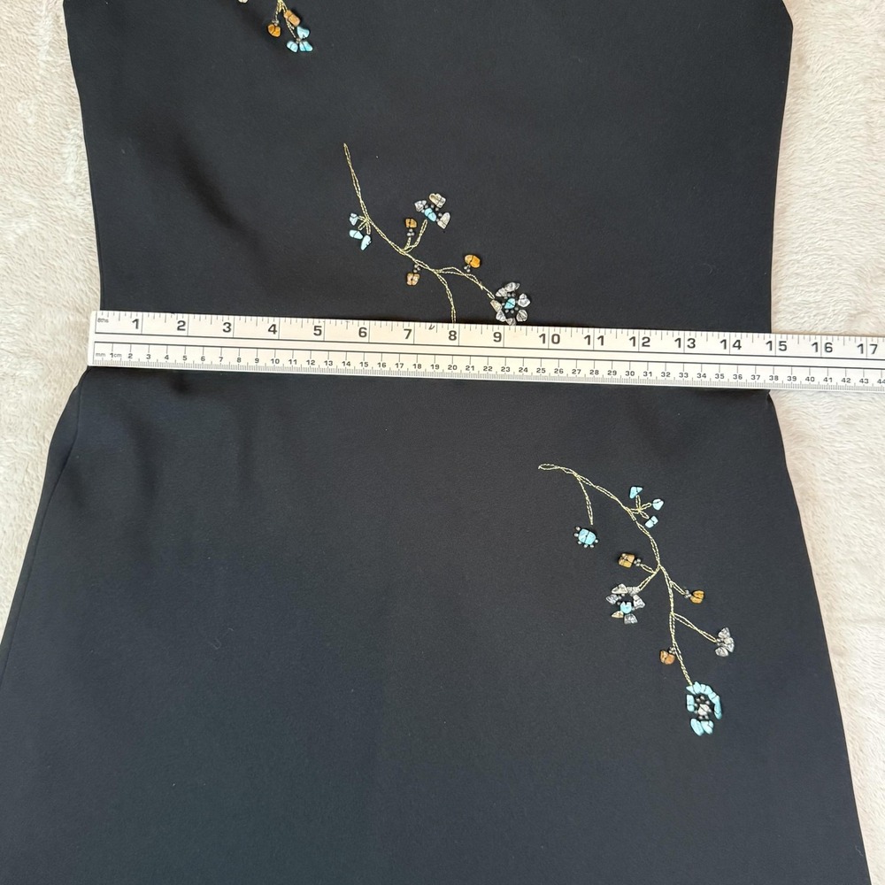 Jones New York Dress Womens 6 Black Beaded Floral Maxi Formal Timeless Classic - Picture 6 of 8